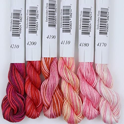 KCS Big skeins of 25 Meters Size 25 Color Variegated Cross Stitch Stranded Threads,6 skeins,11