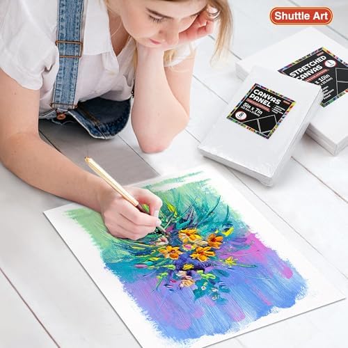 Shuttle 34-Pack Art Canvas for Painting, Multi-Size Stretched Canvas & Canvas Panels, 5x7/8x10/9x12/11x14 Inch 100% Cotton, Primed Blank Canvases, Ideal Art Supplies for Acrylic Oil Painting