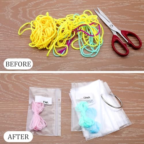 Floss Organizer Bags with 2 Inch Loose Leaf Binder Ring Clips for Index Cards, Embroidery Floss Storage Book Metal Rings for Thread Flash Cards(200 Pcs)