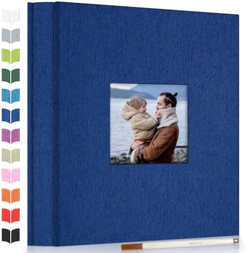 Artfeel Photo Album Self Adhesive Scrapbook Album for 3x5 4x6 5x7 8x10 Pictures,120 Pages Linen Cover with Display Window DIY Photo Book,Ideal Gifts for Family Travel Wedding Baby
