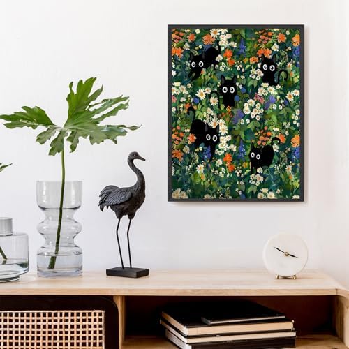 Black Cat Diamond Art Kits for Adults, Diamond Painting for Beginner 5DDIY