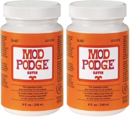 Mod Podge PLCS11272 Water Base Sealer, Glue, Satin Finish, 8 oz., Clear, (Pack of 2)