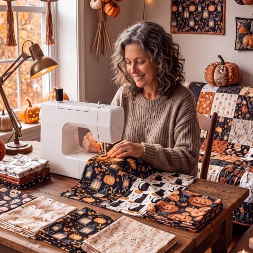 HunnmingRe 20 Pcs 10''x10'' Fall Halloween Quilting Fabric Squares