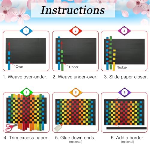 Origami Joy 15 Paper Weaving Project • Anxiety Relief PaperCraft • DIY Placemats with ¾-inch Paper Strips and 9x14-inch Mats • Beginner Learn to Weave • Arts & Craft Kits for Home and Classroom Decor