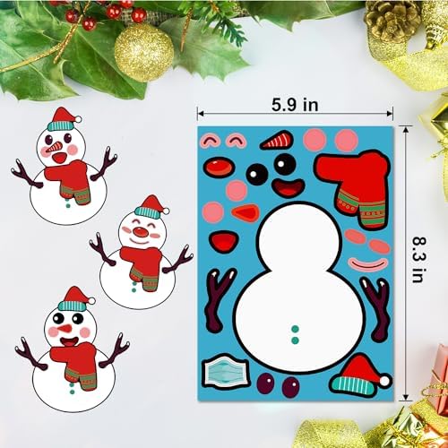 SmilinFit Christmas Stickers for Kids, Make Your Own Christmas Crafts Party Favors for Kids Boys Girls, Holiday Stickers Party Games Activities Goody Bag Stuffers Gifts