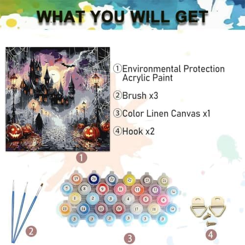 Halloween Paint by Numbers Kit for Adults,Paint by Number 14x14 inch
