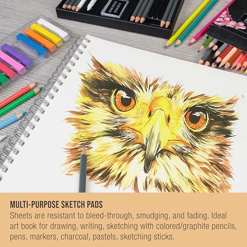 U.S. Art Supply 11”x 14" Premium Heavy-Weight Paper Spiral Bound Sketch Pad