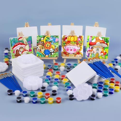 ESRICH 40 Set Mini Canvas Painting Kit, 4x4in Mini Paint Set