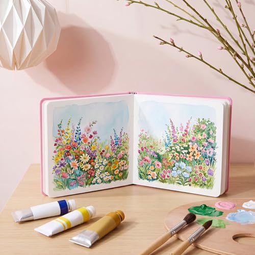 5.5in Watercolor Sketchbook Journal Square Watercolor Notebook Pink