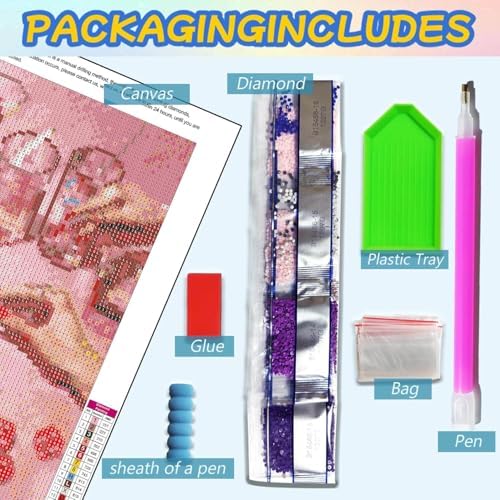 Pink Diamond Art Kits for Adults, Diamond Painting Kits 12x16 Inch
