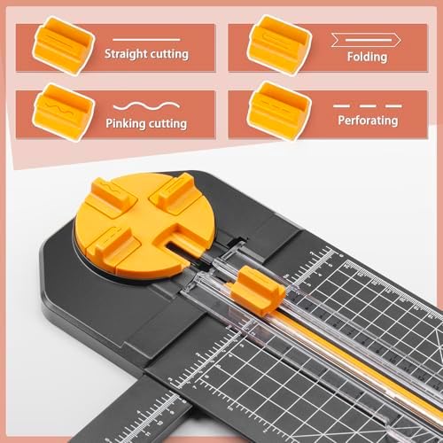 Worklion Scrapbooking Cutting Tool: Paper Cutter 4 in 1 for Craft Edges, Straight,Perforator,Scorer and Wavy on Paper,Cardstock,Ticket,Photo,Coupon,Vinyl,Letter,Postcard,12 inch Cutting Length,Black