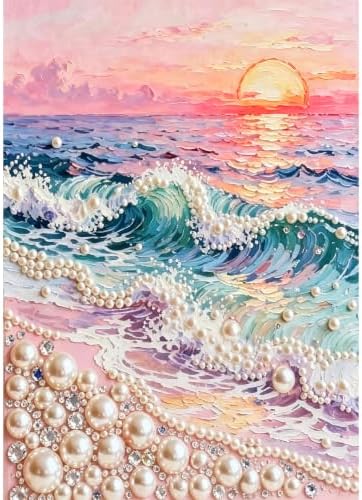 5D Diamond Art Pearl Painting Kits for Adults,DIY Diamond Art Kits for Wave