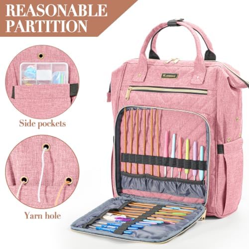 Kuosdaz Knitting Bag Backpack, Yarn Organizer, Quilted Backpack for Women