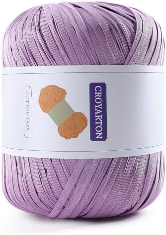 Raffia Ribbon Yarn for Crochet, Purple Cotton Yarn for Crocheting Beach Hat