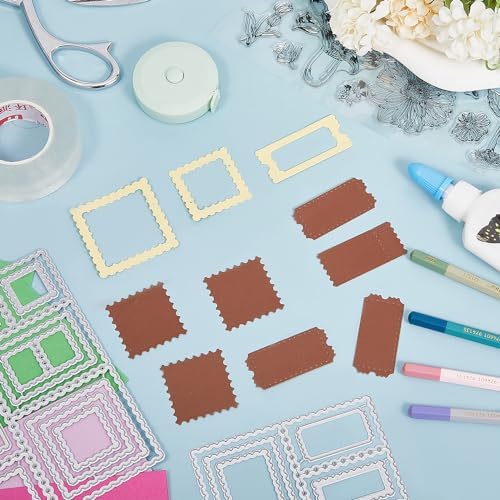 GLOBLELAND Postage Stamp Background Cutting Dies for Card Making Stamp Frame Cut Die for DIY Scrapbooking Journal Embossing Paper Craft Decor