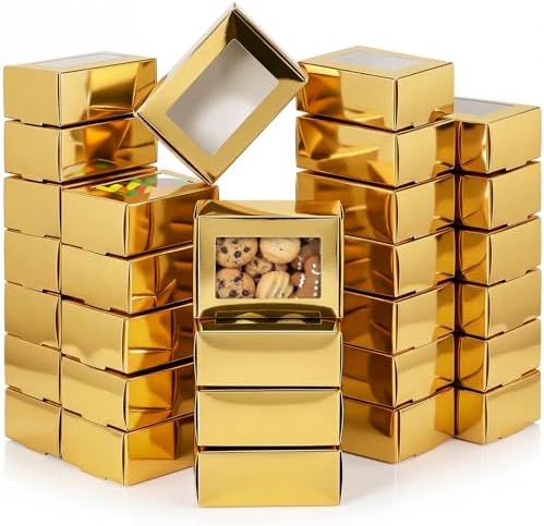 Zonon 60 Pcs Mini Kraft Soap Boxes with Window Homemade,Light Gold