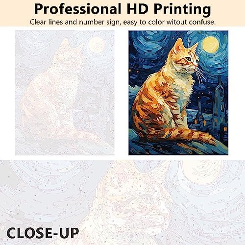 TUMOVO Abstract Cat and Starry Sky Paint by Numbers Craft Kit for Adults