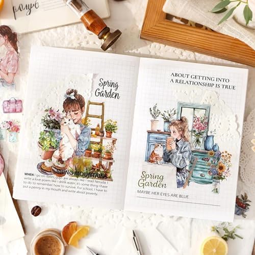 Pastoral Series Sticker Scrapbooking Supplies for Junk Journal, 20 Sheets PET Stickers