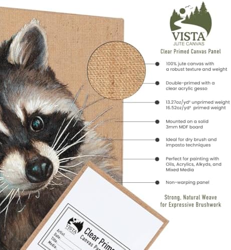 Vista Jute Clear-Primed Canvas Panels - 9"x12", 3 Pack - Blank Canvas for Traditional Oils, Eco Friendly, 100% Jute, Double Primed, Extra Coarse Texture, Ideal for Dry Brush and Impasto Techniques