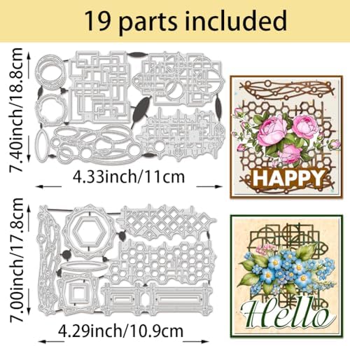 BENECREAT Geometric Shaped Carbon Steel Cutting Dies, Border Theme Pattern Embossing Stencils Template for Making Photo Decorative Paper Scrapbooking, 0.08cm Thick