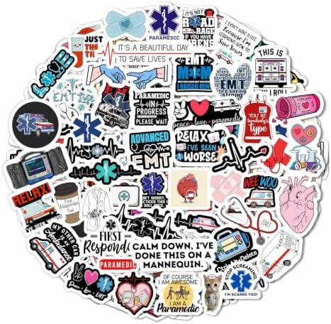 Emergency Medical Technician Stickers, EMT Stickers for Water Bottle and Laptop - EMS Party Supplies & Decorations, EMT Gifts for Women, Medical and Emergency Decals, Gifts for Women & Men
