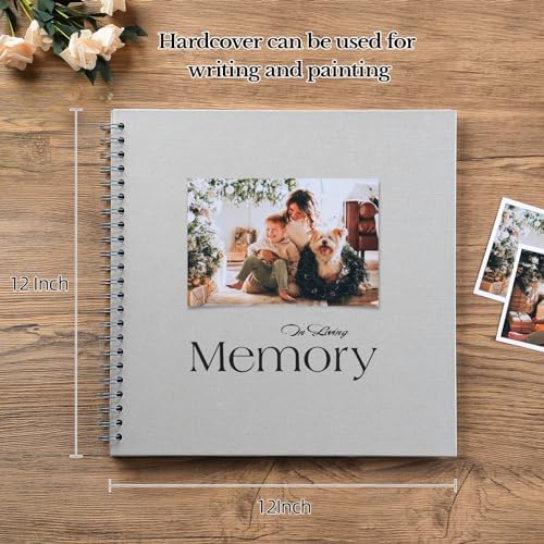potricher 12 x 12 Inch Large DIY Scrapbook Photo Album 40 Pages, Gray | Thick Kraft Paper Scrap Book Photo Albums, Memory Book for Wedding, Anniversary, Baby, Family, Travel, DIY Projects