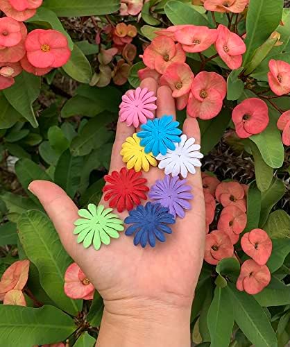 100PCS Handmade Mulberry Paper Daisy Petals, Artificial Paper Flowers for DIY Crafts, Scrapbooking, Card Making, Wedding Decorations, Floral Embellishments, Pastel Colors, 40 x 40mm (10 Colors)