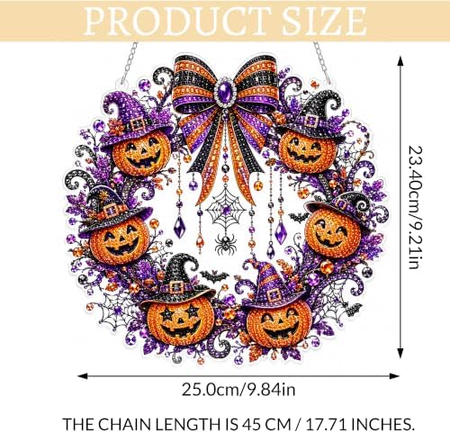 Halloween Diamond Art Hanging Kits for Adults Beginners, DIY Acrylic 5D Special Shaped Crystal Diamond Gem Art Painting for Window Pendants Home Garden Wall Hanging Kits Hanging Ornament (Style E)