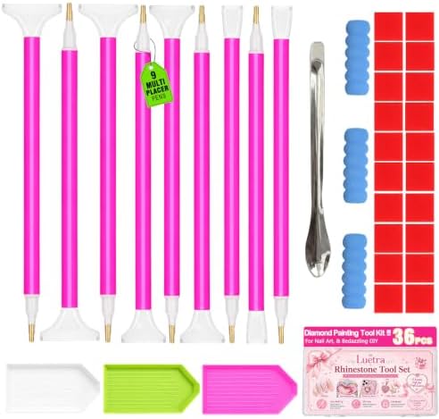 Luetra 36PCS Diamond Painting Tool Kit, 3/6/9-Drill Multi-Placer Pen Set