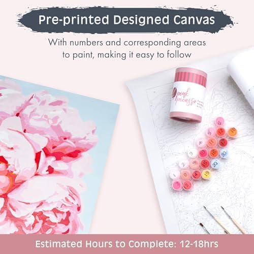 Pink Picasso Paint by Number Kit, for Adults & Teens,16x20, Perfect Petals
