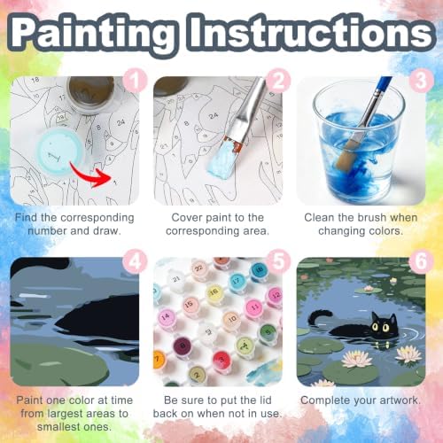 Black Cat Framed Paint by Numbers Kit for Adults Beginner 8x12 inch