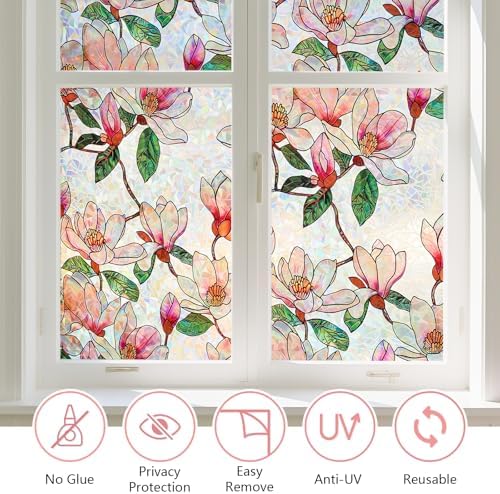 Kromapolis Window Privacy Film, Stained Glass Sticker, 35.4" x 157.4"