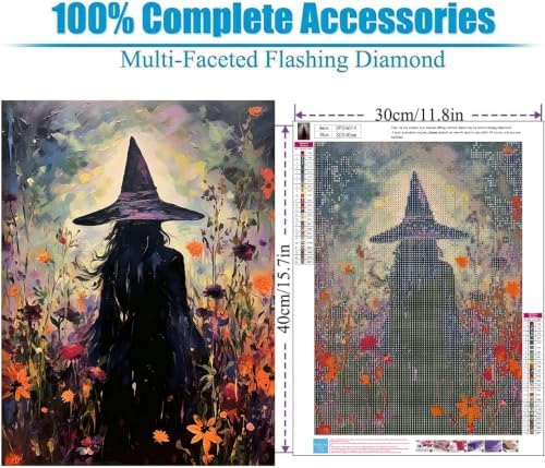 WUDWL Halloween Witch Diamond Art Kits for Adult Diamond Painting Kit