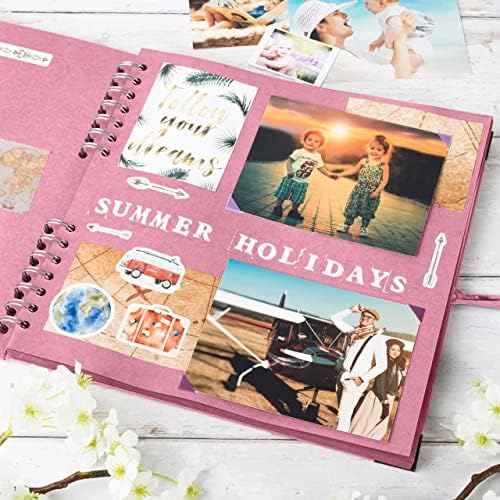 Bstorify 10 x 10 Inches Scrapbook Album 70 Pages Pink | Hardcover with Thick 200 GSM Kraft Paper, Ideal for Your Scrapbooking Albums, Art & Craft Projects (Pink, 10 x 10 Inch)