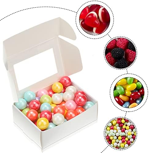 Zonon 30 Pcs Soap Boxes for Homemade Packaging, Mini Kraft Boxes with Window for Bakery Candy Soap Making Gift Packaging, 3.7x2.6x1.4 Inch (White)