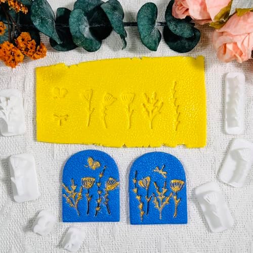 Xaekicr Polymer Clay Molds Nature Garden Set – 7PCS Botanical and Insect Texture Clay Molds for Polymer Clay Jewelry, Floral Clay Tools for Earrings, Crafts and Nature-Inspired Designs