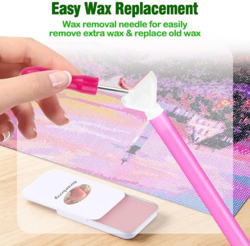 Scented Diamond Painting Wax, Handmade Natural Beeswax for Diamond Art Painting Pen, Long-Lasting Stickiness No Residue Drill Wax with Picker Tool, Diamond Art Accessories and Tools (Strawberry)