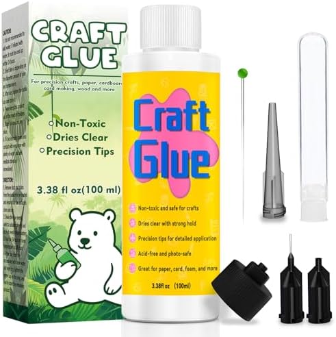 Craft Glue, 3.38 Fl Oz, Quick-Dry, Fine Tip, Dries Clear