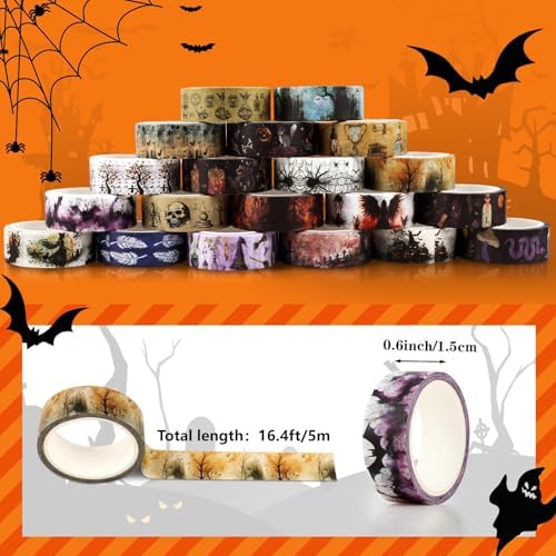 Halloween Washi Tape Set 20 Rolls Witches Themed Decorative Tapes