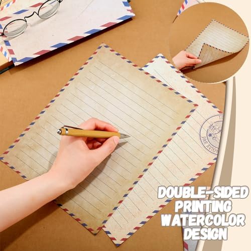 TaoBary 160 Pcs Vintage Travel Stationery Paper and Envelopes Set
