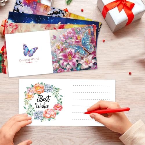 LSQFS 6Pcs Butterfly Diamond Painting Greeting Cards Kits for Adults