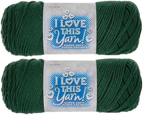Hobby Lobby I Love This Yarn 100% Acrylic, 180 Forest Green, Set of 2