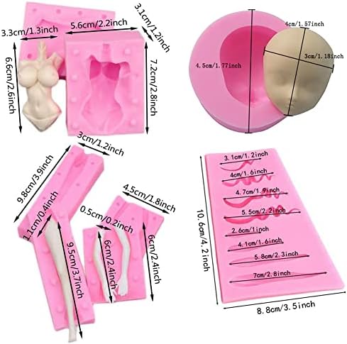 3D Doll Body Leg Arm Face Head Silicone Mold Q Version Dolls Model Fondant Craft Clay Resin Mould DIY Cake Decorating Supplies Baking Tool (5PCS)
