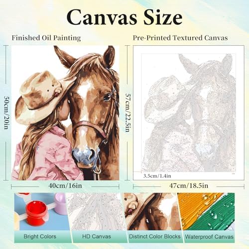 Paint by Numbers Kit for Adults, Horse DIY Painting Kit, 16x20 Inch