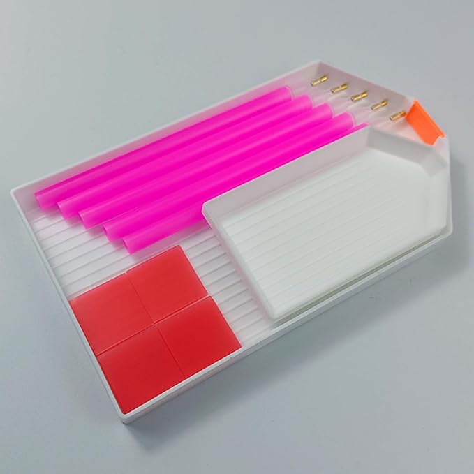 BinarySky Diamond Painting Tools Set (White) | Accessories with Pen, Glue Clay, and Plastic Trays for DIY Diamond Painting