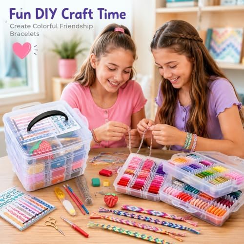 Athena’s Elements 4 Tiers Embroidery Floss Thread Kit, Including 210 Colors Cross Stitch Sewing Thread with Embroidery Accessories, with Making Book Guide, Storage Organizer Box