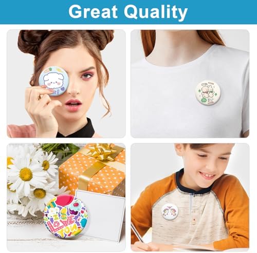 200 Set 2.28 Inch Button Maker Supplies, 58mm Approx. 2.25 in Metal Blank Button Badge Parts with Blank Paper& Clear Film for Button Maker Machine, Pin Maker, and Badge Press
