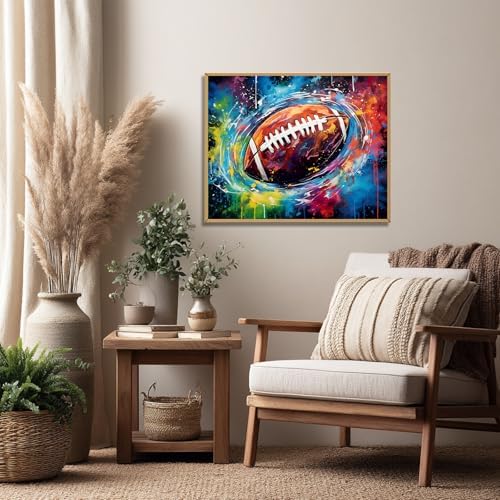 Reivworl Football Paint by Numbers Kit for Adults Beginner, 20" Wx16 L Football Paint by Number for Adult, Acrylic Painting Kits with Canvas for Gifts and Wall Decor