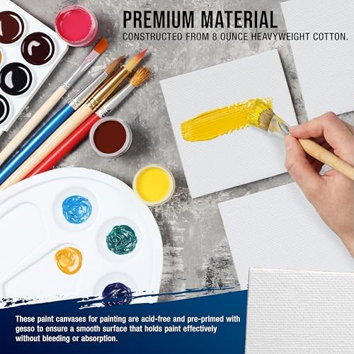 U.S. Art Supply Mini Magnetic Canvas Panels, 24 Pack, 2.5x2.5 Inch Square
