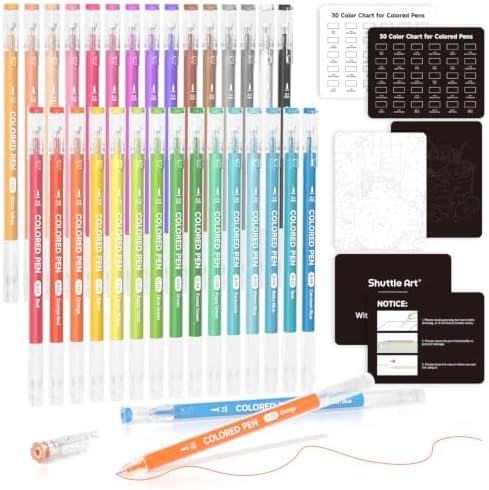 Shuttle Art 30 Colors Cute Journal Pens 0.6mm Fine Point Colored Gel Pens for Black Paper Adult Coloring Writing Drawing Journaling Note Taking School Office Home